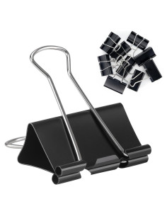 Clips de Carpeta Jumbo OWLKELA 24 Pcs Acero Negro