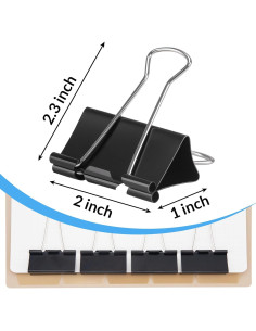 Clips de Carpeta Jumbo OWLKELA 24 Pcs Acero Negro 2