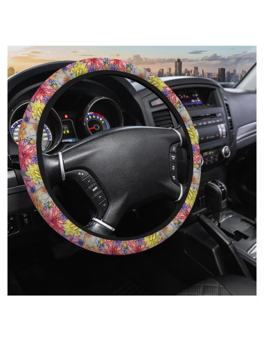 Cubierta de Volante Universal SISROW 15 Pulgadas Floral