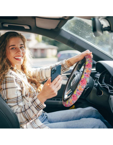 Cubierta de Volante Universal SISROW 15 Pulgadas Floral