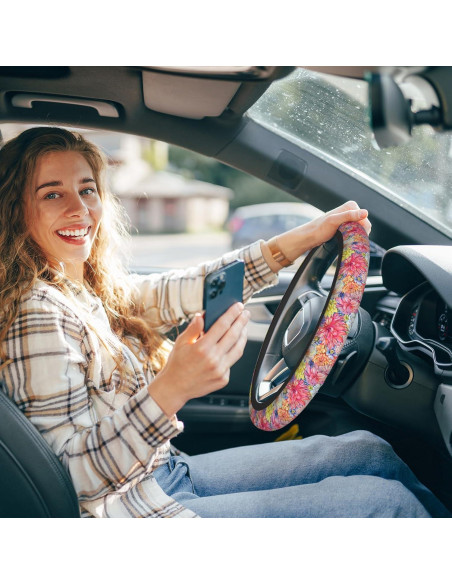 Cubierta de Volante Universal SISROW 15 Pulgadas Floral Cubierta de Volante Universal SISROW 15 Pulgadas Floral