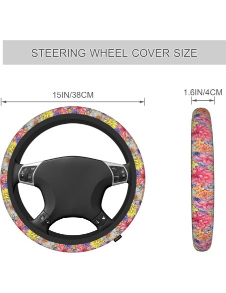 Cubierta de Volante Universal SISROW 15 Pulgadas Floral Cubierta de Volante Universal SISROW 15 Pulgadas Floral