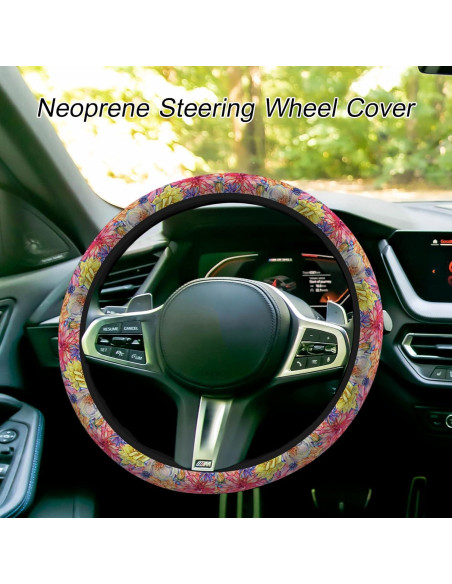 Cubierta de Volante Universal SISROW 15 Pulgadas Floral Cubierta de Volante Universal SISROW 15 Pulgadas Floral