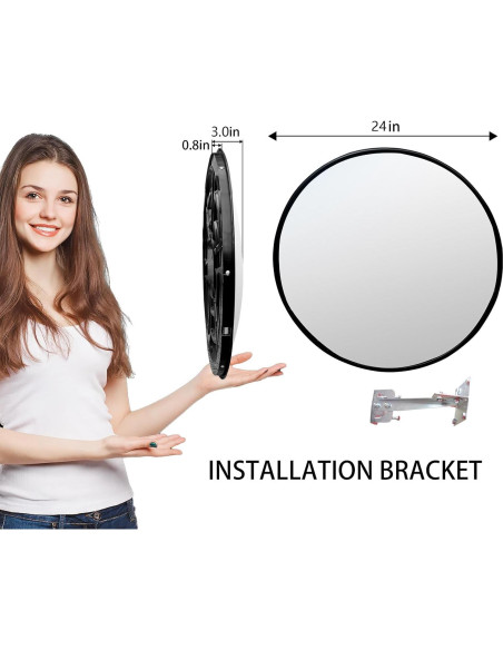 Espejo de Seguridad Convexo Vilmon 61 cm Ajustable Negro