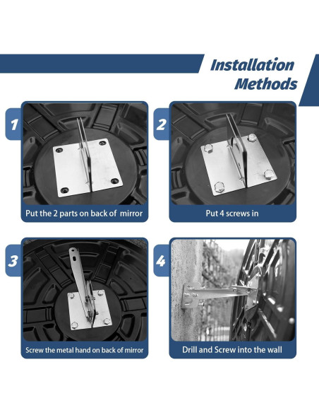 Espejo de Seguridad Convexo Vilmon 61 cm Ajustable Negro