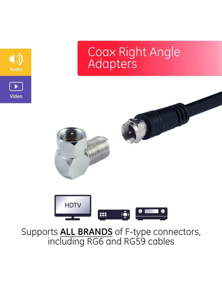 Adaptador Coaxial F tipo Ángulo Recto GE 90 RG59 RG6