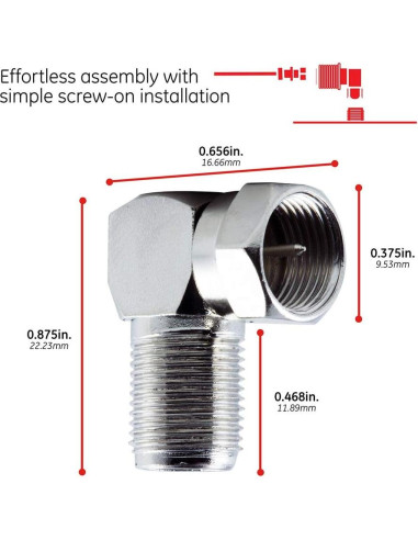 Adaptador Coaxial F tipo Ángulo Recto GE 90 RG59 RG6