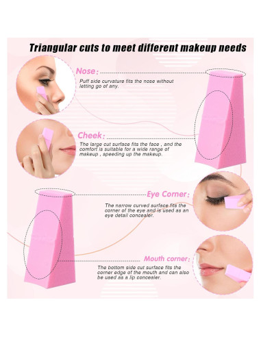 480 Esponjas de Maquillaje Lounsweer en Forma de Cuña - 4 Colores
