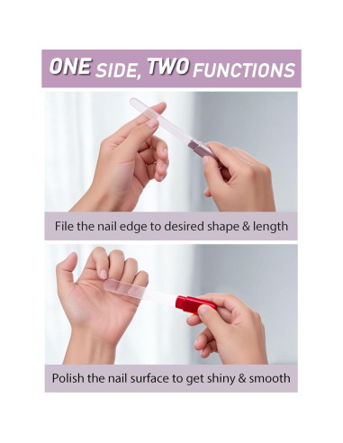 2 Pulidores de Uñas de Vidrio Diodiva con Estuche - Oro Rosa y Rojo