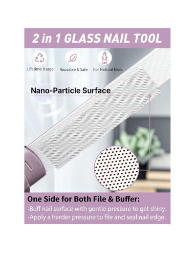 2 Pulidores de Uñas de Vidrio Diodiva con Estuche - Oro Rosa y Rojo