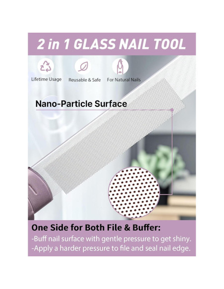 2 Pulidores de Uñas de Vidrio Diodiva con Estuche - Oro Rosa y Rojo