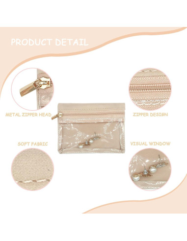 Bolsas de Joyería Pequeñas CUTEABC 6 Piezas Terciopelo Beige