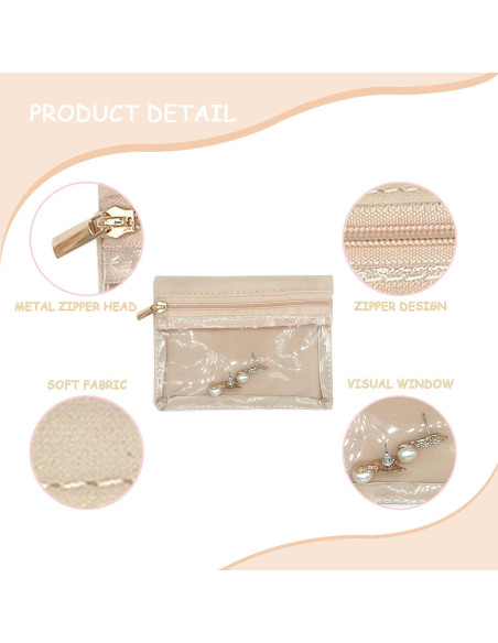 Bolsas de Joyería Pequeñas CUTEABC 6 Piezas Terciopelo Beige