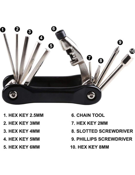 Kit de Herramientas para Bicicleta YBEKI MU01 - 10 en 1 con Bomba 210 PSI