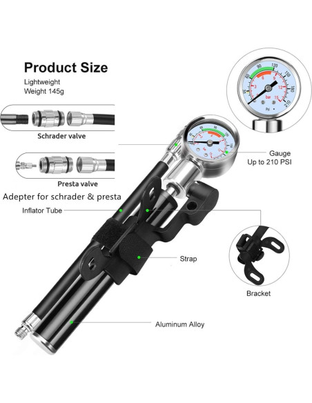 Kit de Herramientas para Bicicleta YBEKI MU01 - 10 en 1 con Bomba 210 PSI