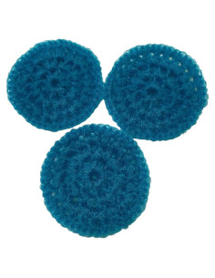 Set de 3 Estropajos Redondos de Ganchillo Turquesa - Nylon