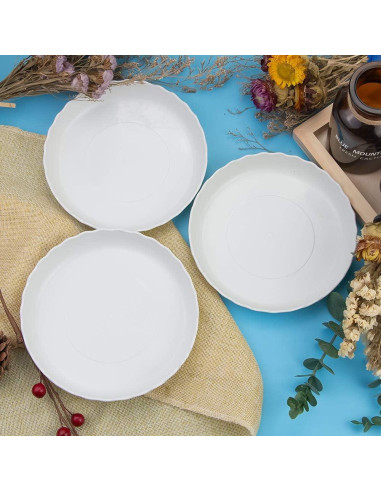 Paquete de 12 platos de plástico blanco Fireboomoon 15-25 cm