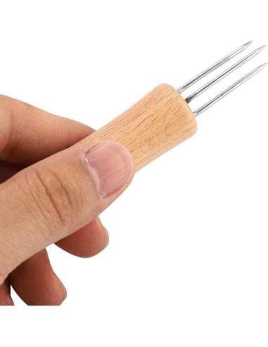 4 Tenedores de Barbacoa Acero Inoxidable Cocoarm con Mango de Madera