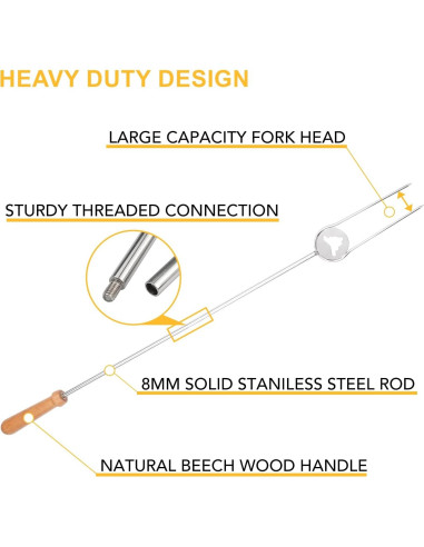 Palos para Asar Hot Dogs y Malvaviscos Begatter 81 cm - 4 Piezas