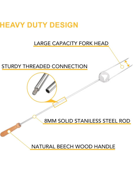 Palos para Asar Hot Dogs y Malvaviscos Begatter 81 cm - 4 Piezas