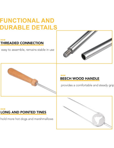 Palos para Asar Hot Dogs y Malvaviscos Begatter 81 cm - 4 Piezas