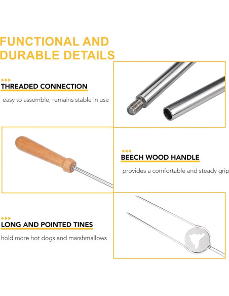 Palos para Asar Hot Dogs y Malvaviscos Begatter 81 cm - 4 Piezas
