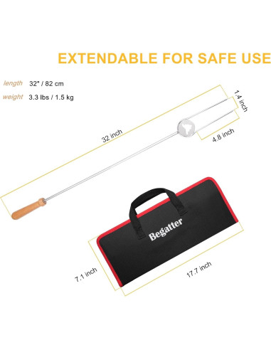 Palos para Asar Hot Dogs y Malvaviscos Begatter 81 cm - 4 Piezas