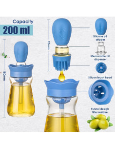 Dispensador de Aceite 2 en 1 BENTFINE 200ML Vidrio Azul 2
