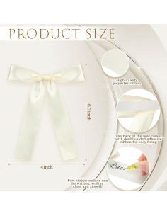Paquete de 24 Lazos para Copas de Vino Blanco Marfil 17x10 cm 2
