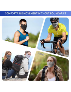 Mascarilla Solar UPF50+ Unisex Negra para Correr y Ciclismo 2