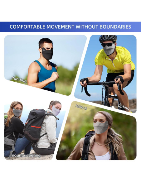 Mascarilla Solar UPF50+ Unisex Negra para Correr y Ciclismo