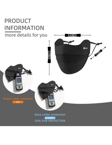 Mascarilla Solar UPF50+ Unisex Negra para Correr y Ciclismo