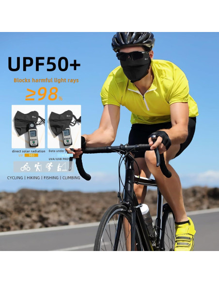 Mascarilla Solar UPF50+ Unisex Negra para Correr y Ciclismo