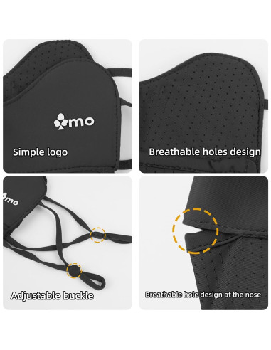 Mascarilla Solar UPF50+ Unisex Negra para Correr y Ciclismo