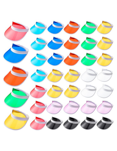 Vabean 40 Gorras de Visera Plástica UV Unisex 10 Colores
