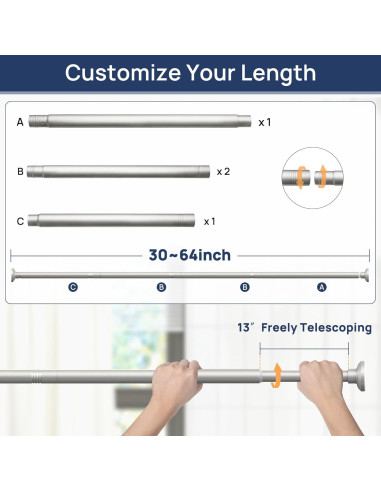 Varilla de Cortina de Ducha EnjoyBasics 76-162 cm Acero Inoxidable