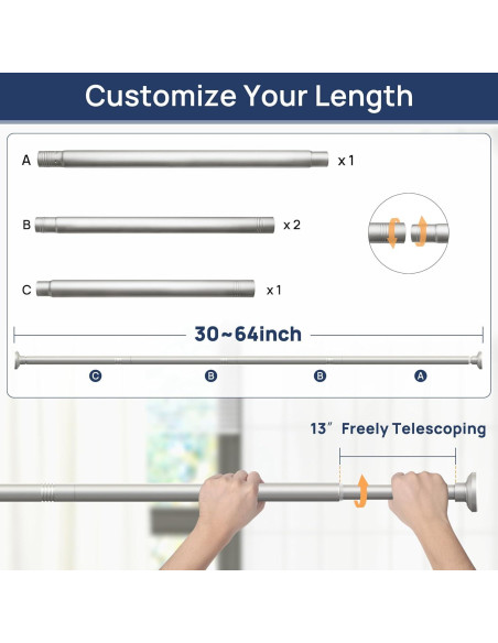 Varilla de Cortina de Ducha EnjoyBasics 76-162 cm Acero Inoxidable