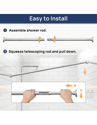 Varilla de Cortina de Ducha EnjoyBasics 76-162 cm Acero Inoxidable
