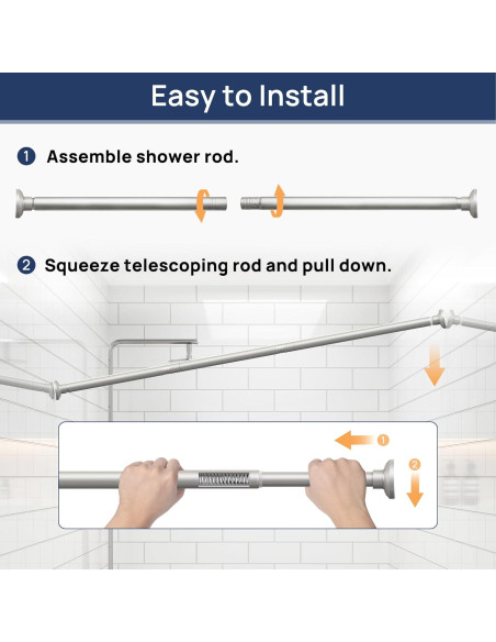Varilla de Cortina de Ducha EnjoyBasics 76-162 cm Acero Inoxidable