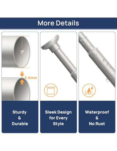 Varilla de Cortina de Ducha EnjoyBasics 76-162 cm Acero Inoxidable