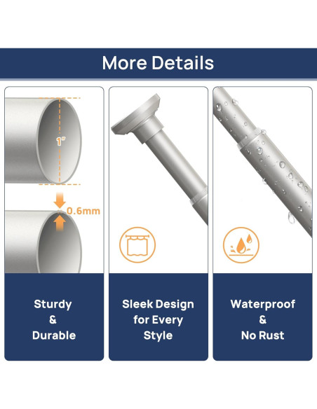Varilla de Cortina de Ducha EnjoyBasics 76-162 cm Acero Inoxidable
