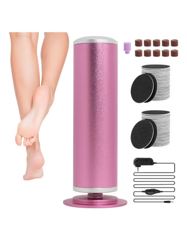 Lima Eléctrica para Pies AJPQCE con 60 Discos y 5 Brocas Rosa