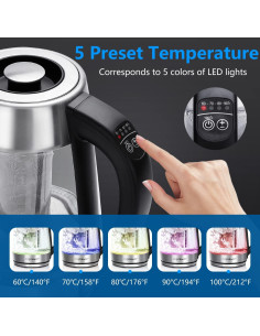 Hervidor Eléctrico Aigostar 1.7L con Infusor y Control de Temperatura 2