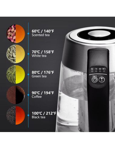 Hervidor Eléctrico Aigostar 1.7L con Infusor y Control de Temperatura