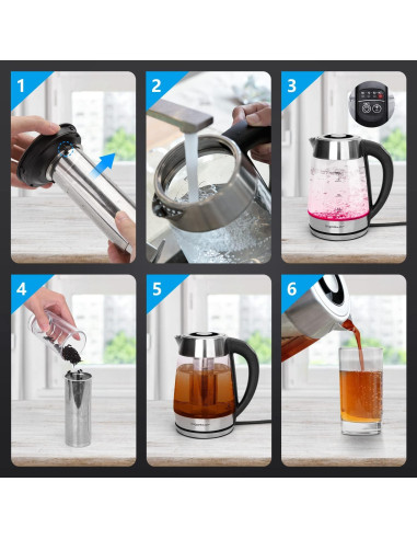 Hervidor Eléctrico Aigostar 1.7L con Infusor y Control de Temperatura