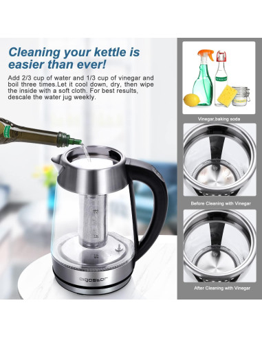 Hervidor Eléctrico Aigostar 1.7L con Infusor y Control de Temperatura