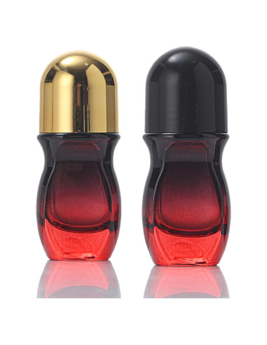 Set de 2 Botellas de Vidrio Rojo 50ML con Rodillo PurYupearl