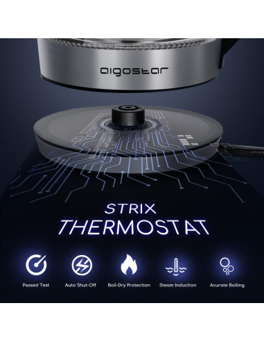Hervidor Eléctrico Aigostar 1.7L con Infusor y Control de Temperatura