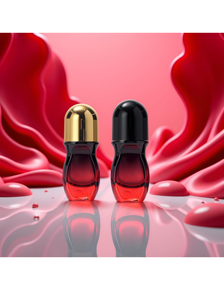 Set de 2 Botellas de Vidrio Rojo 50ML con Rodillo PurYupearl