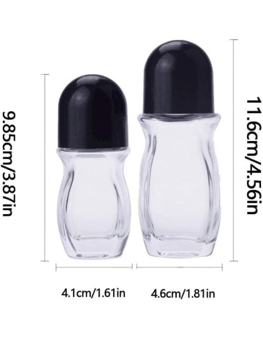 Set de 2 Botellas de Vidrio Rojo 50ML con Rodillo PurYupearl